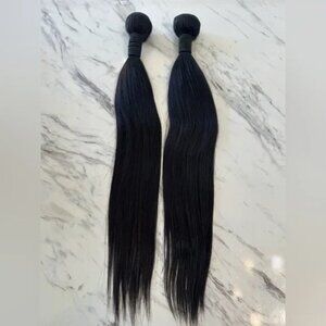 20” Black Human Hair Blend Weft Extensions – Soft Straight Bundles